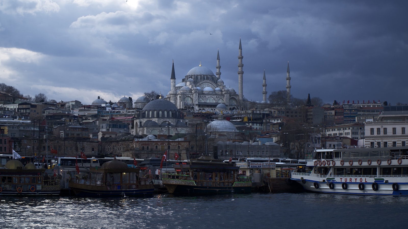 Istanbul skyline with Hagia Sophia and the Bosphorus at sunset